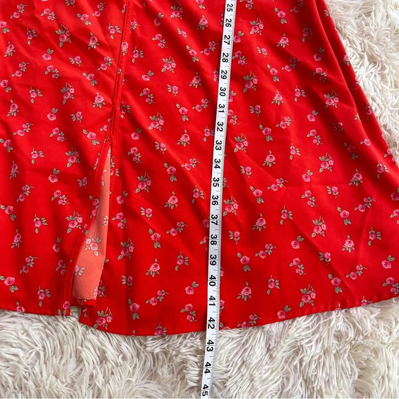 RTR Love Whit by red floral print asymmetrical v neck slit draped mini dress XL - Picture 5 of 11